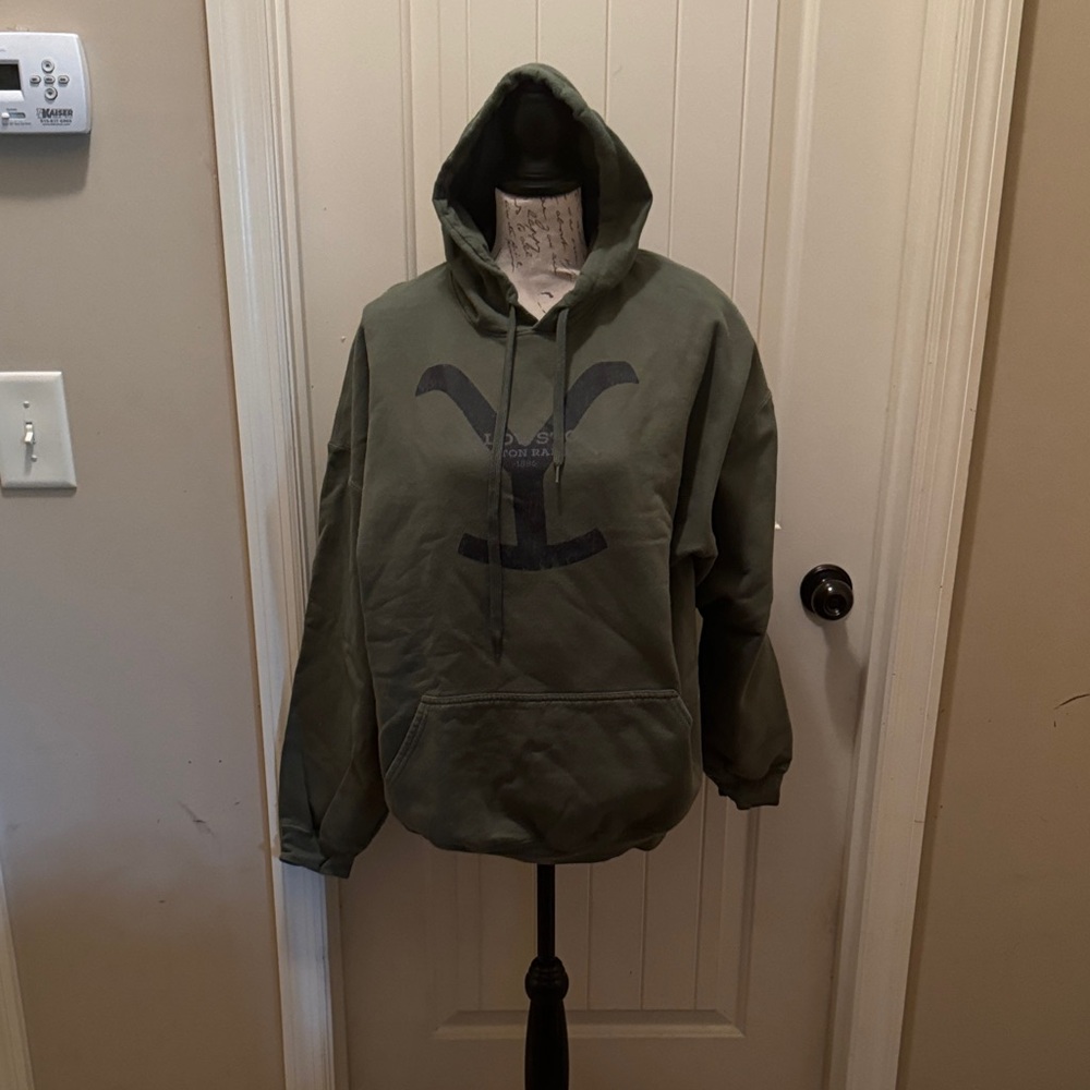 Gildan Olive Green Hoodie with Black Logo